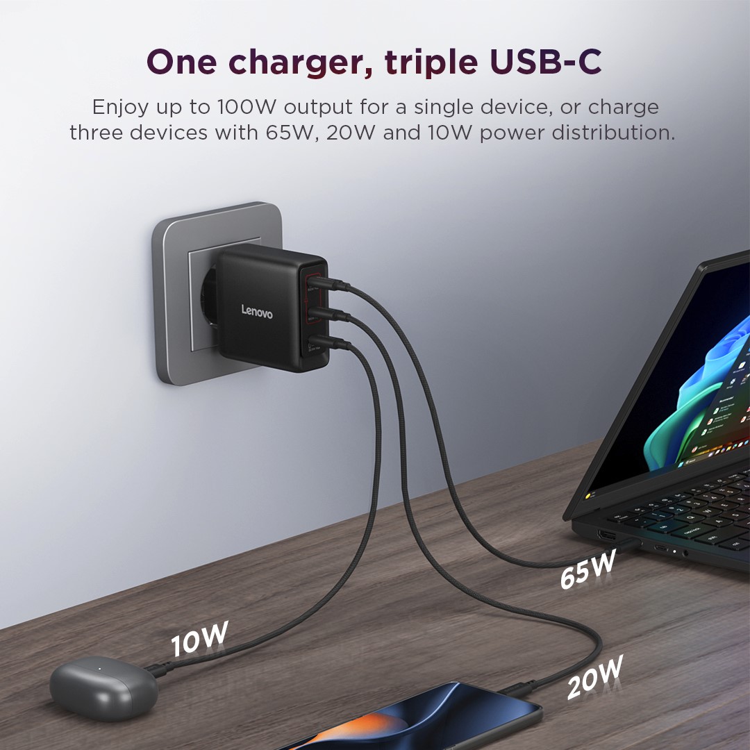 Lenovo Multi-port USB-C 100W GaN Charger 40AW100BEU